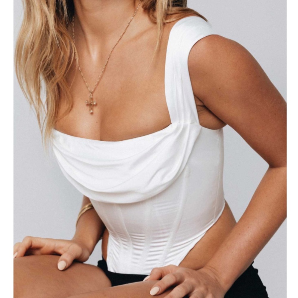 White Satin Corset Top